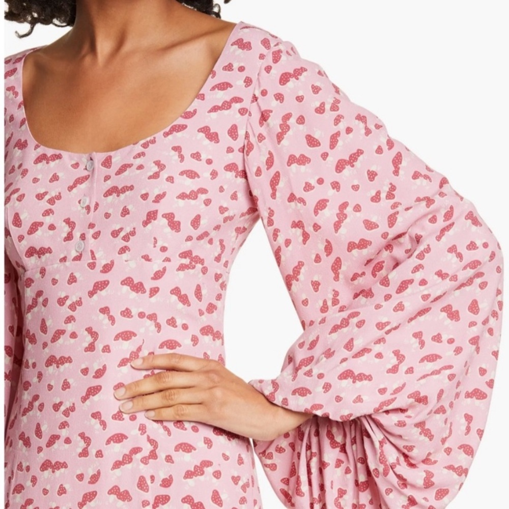 STAUD Pink and Red Midi Dress